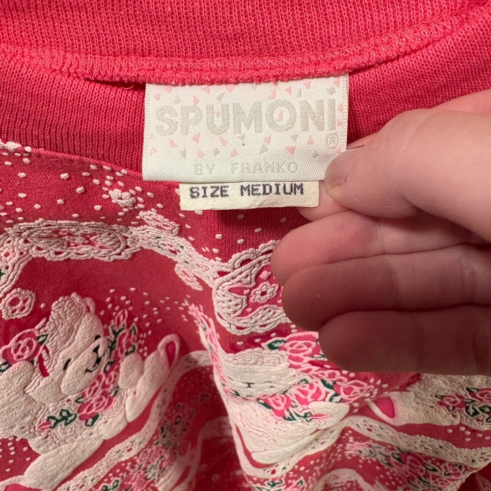 NWT Vintage 80s Spumoni All Over Print Puffy Teddy Bear Sweatshirt - Picture 6 of 6